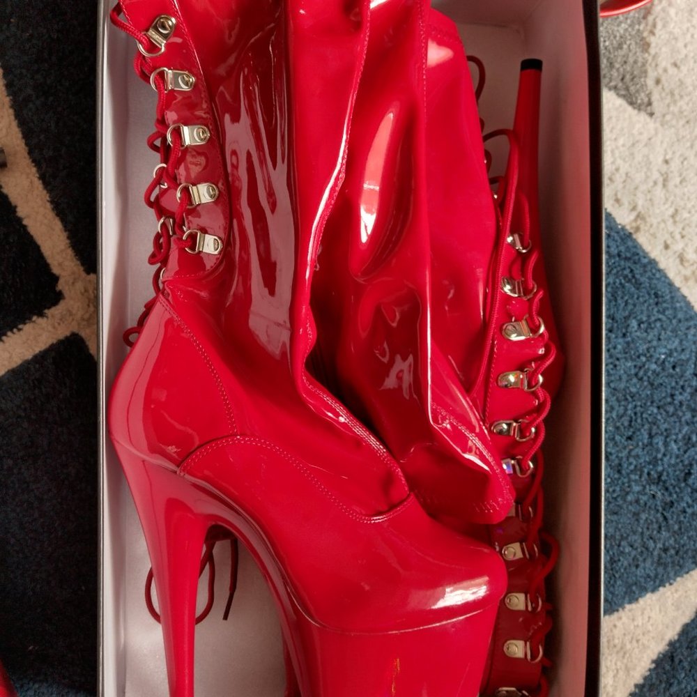 Red leather stilettos